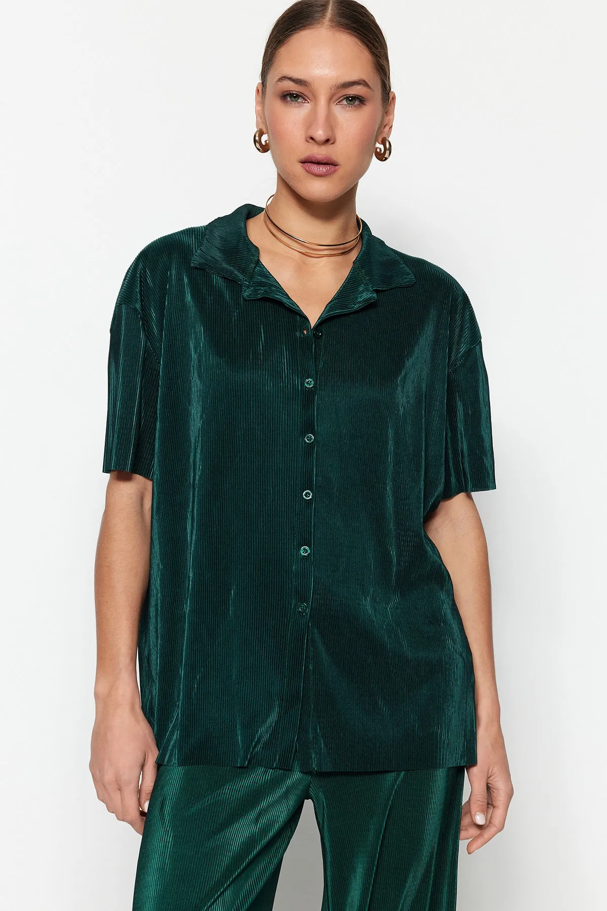 Trendyol Collection  Hemd - Grün - Relaxed Fit