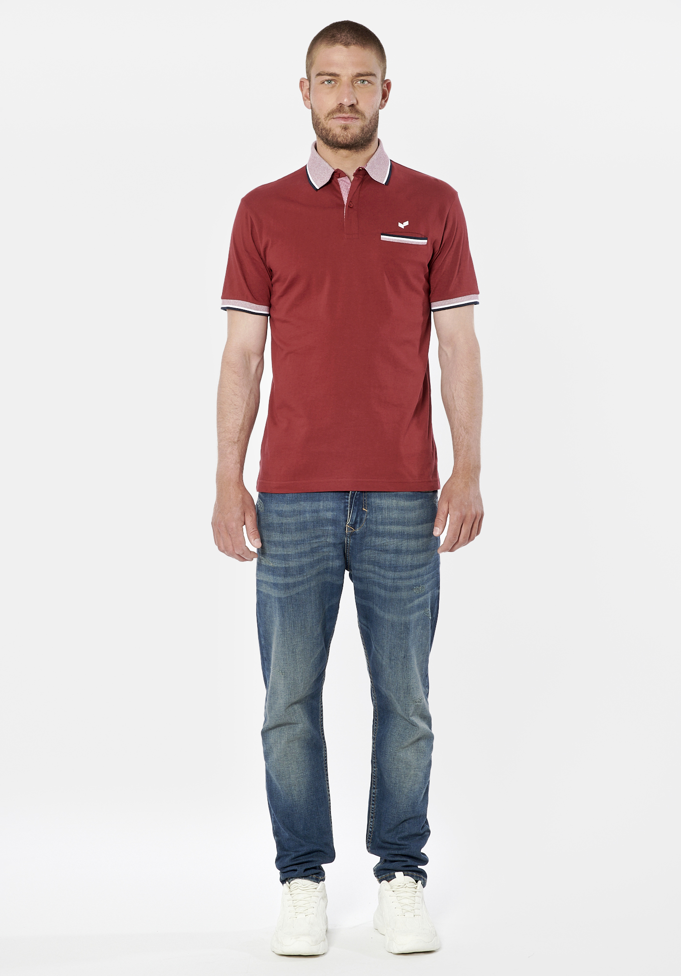 RAFA   Polo bordeaux homme 100% coton