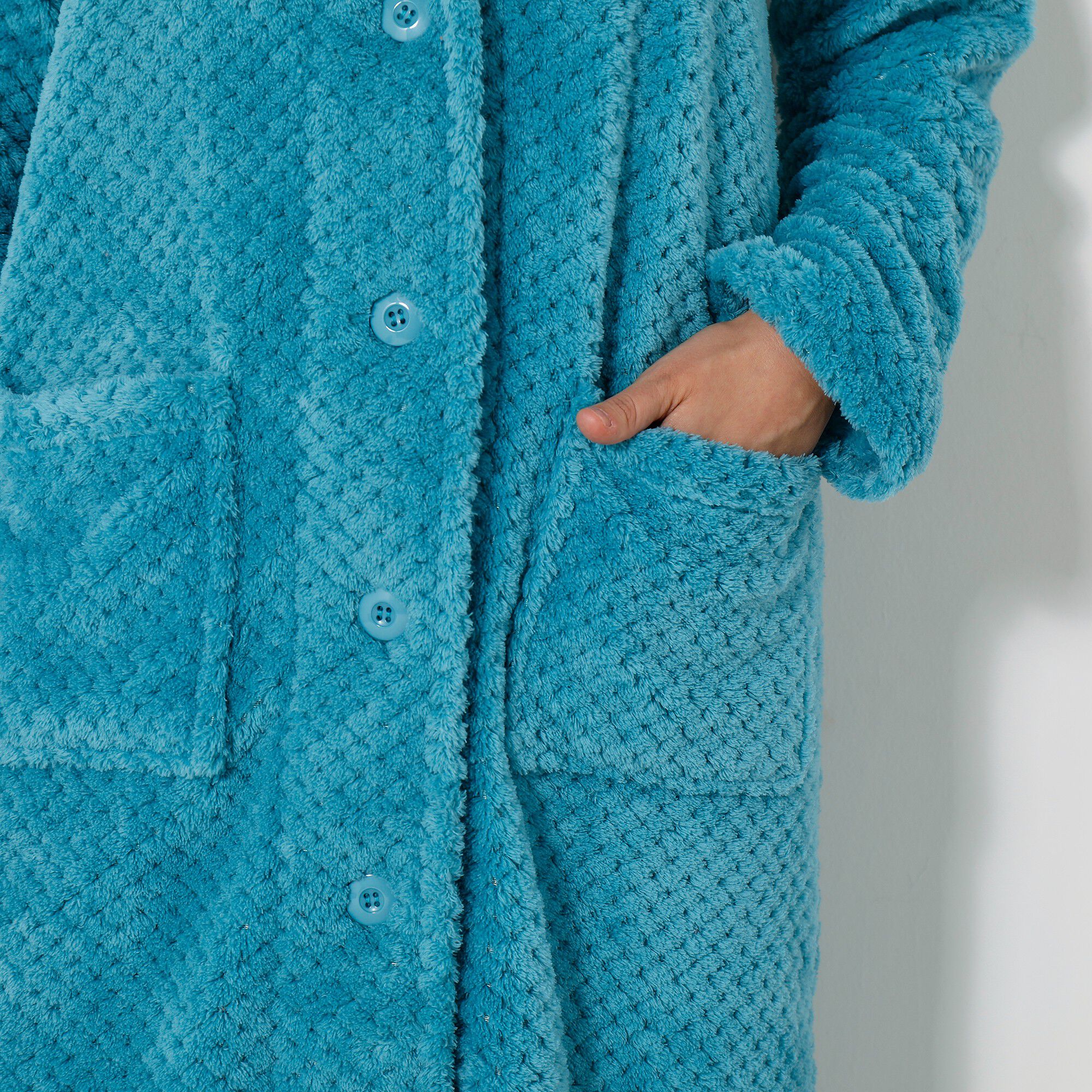 Robe de chambre maille polaire col châle