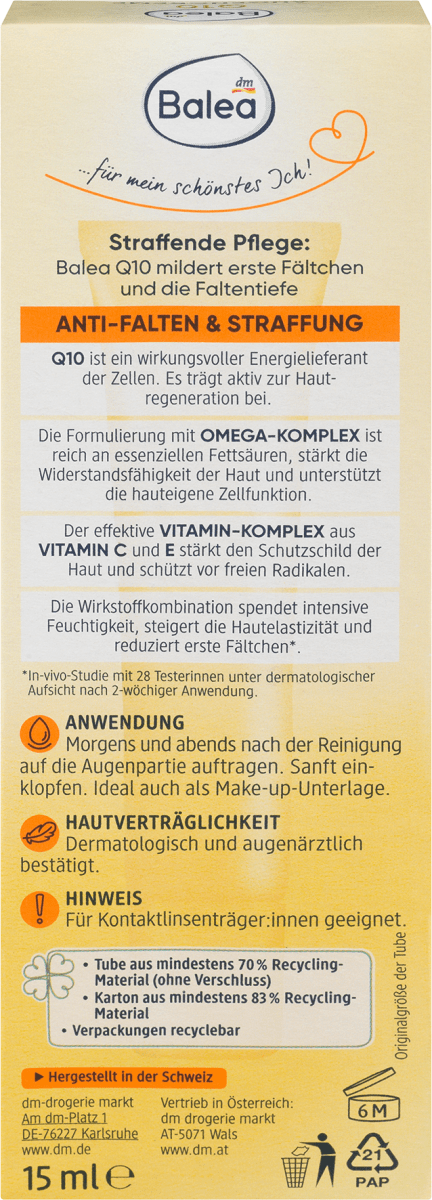 Augencreme Q10 Anti-Falten, 15 ml