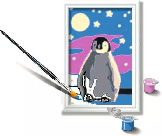 CreArt Kleiner Pinguin - Malen nach Zahlen für Kinder ab 7 Jahren