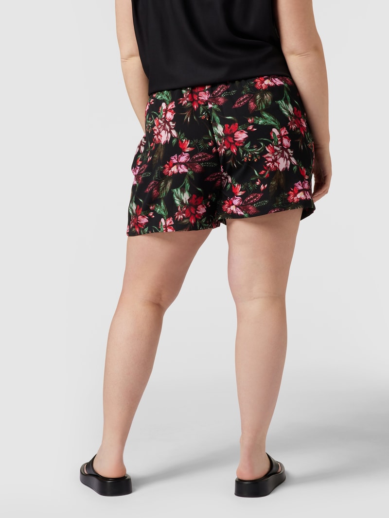 PLUS SIZE Shorts mit floralem Muster in schwarz
