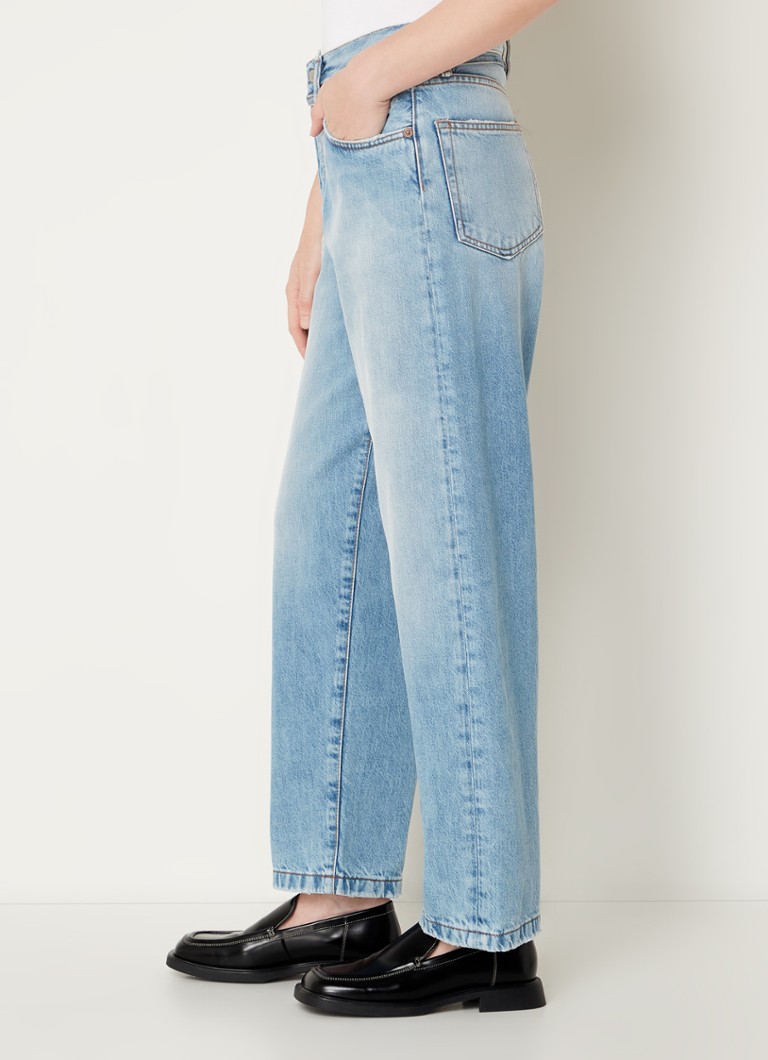 Τζιν Acne Studios με ψηλή μέση, φαρδιά εφαρμογή, ανοιχτόχρωμο τελείωμα και ζώνη