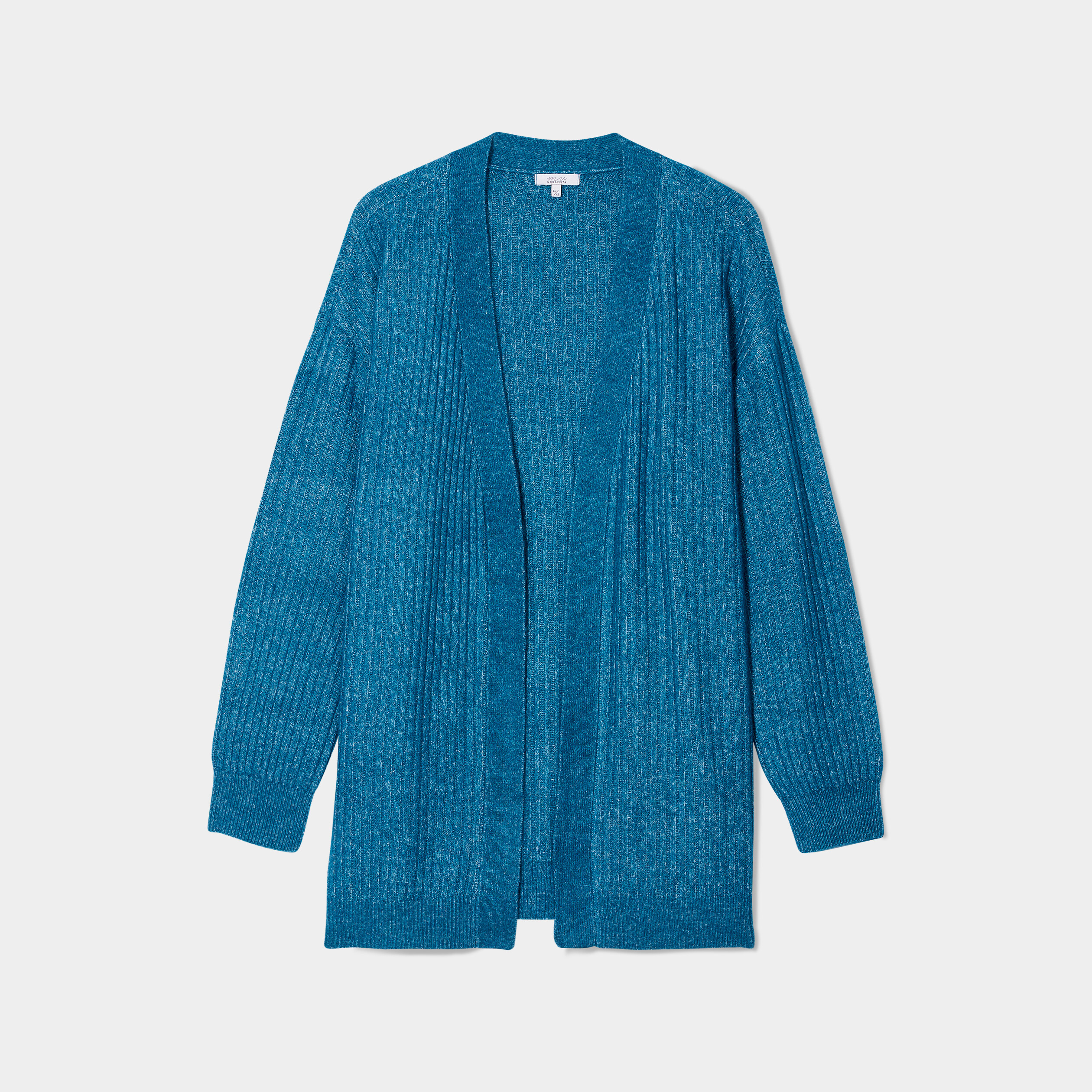 Gilet long côtelé col châle bleu canard femme grande taille | La Halle