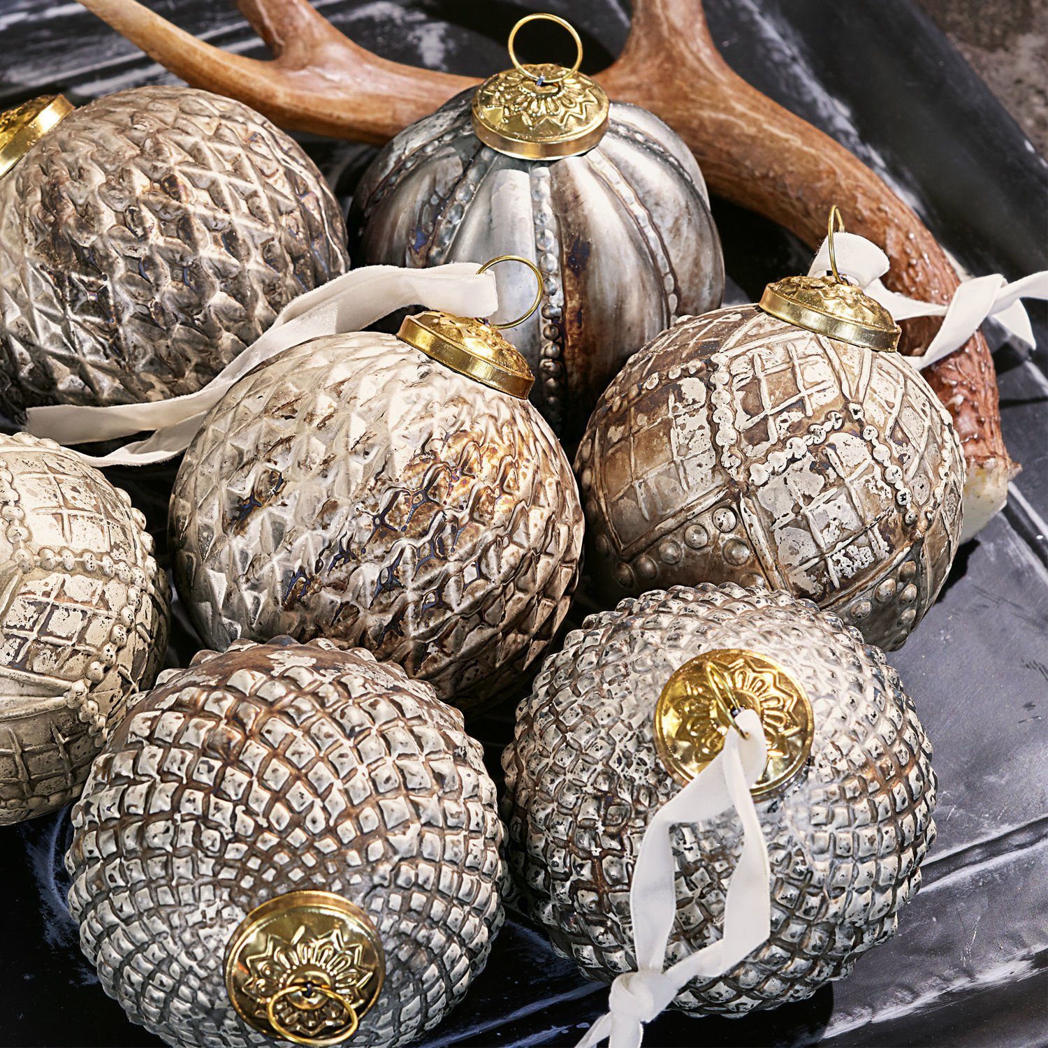 Mirabeau Christbaumschmuck Weihnachtsschmuck 8er Set Silverlake silber (8-tlg), Weihnachtsdekoration