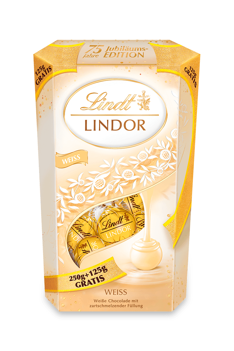 LINDOR Cornet Weiß 75 Jahre Jubiläum, 375g