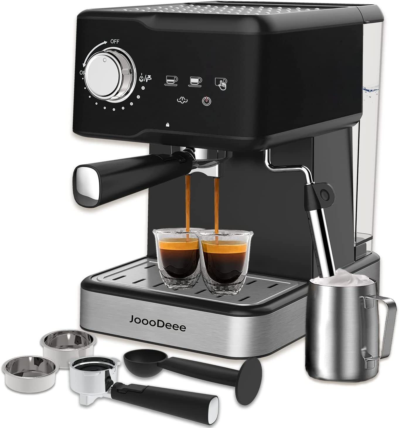 Diyarts Siebträger-/Filterkaffeemaschine, Milchschaumdüse Espressomaschine 15 Bar 950W LED-Touchscreen