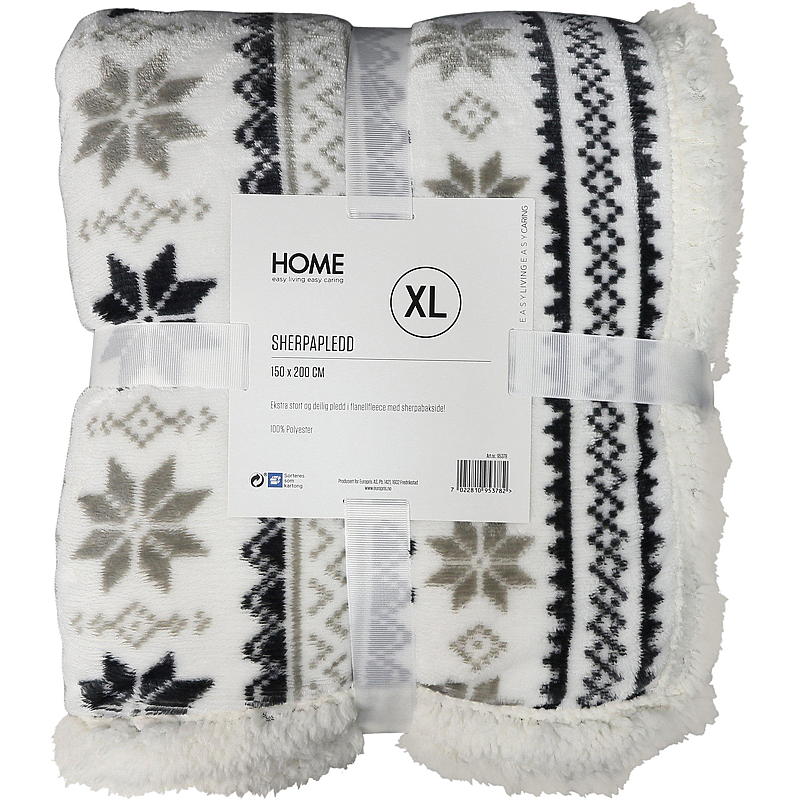 Home Sherpapledd XL 150x200 cm hvit m/beige/grå