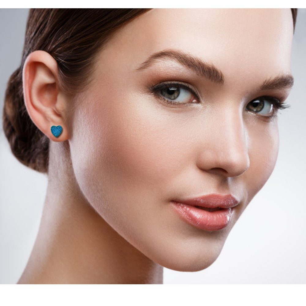 Limana Ohrstecker-Set Kinder Mädchen Ohrringe echt 925 Sterling Silber Pfote Glitzer Edelstahl Herz, Schmuck
