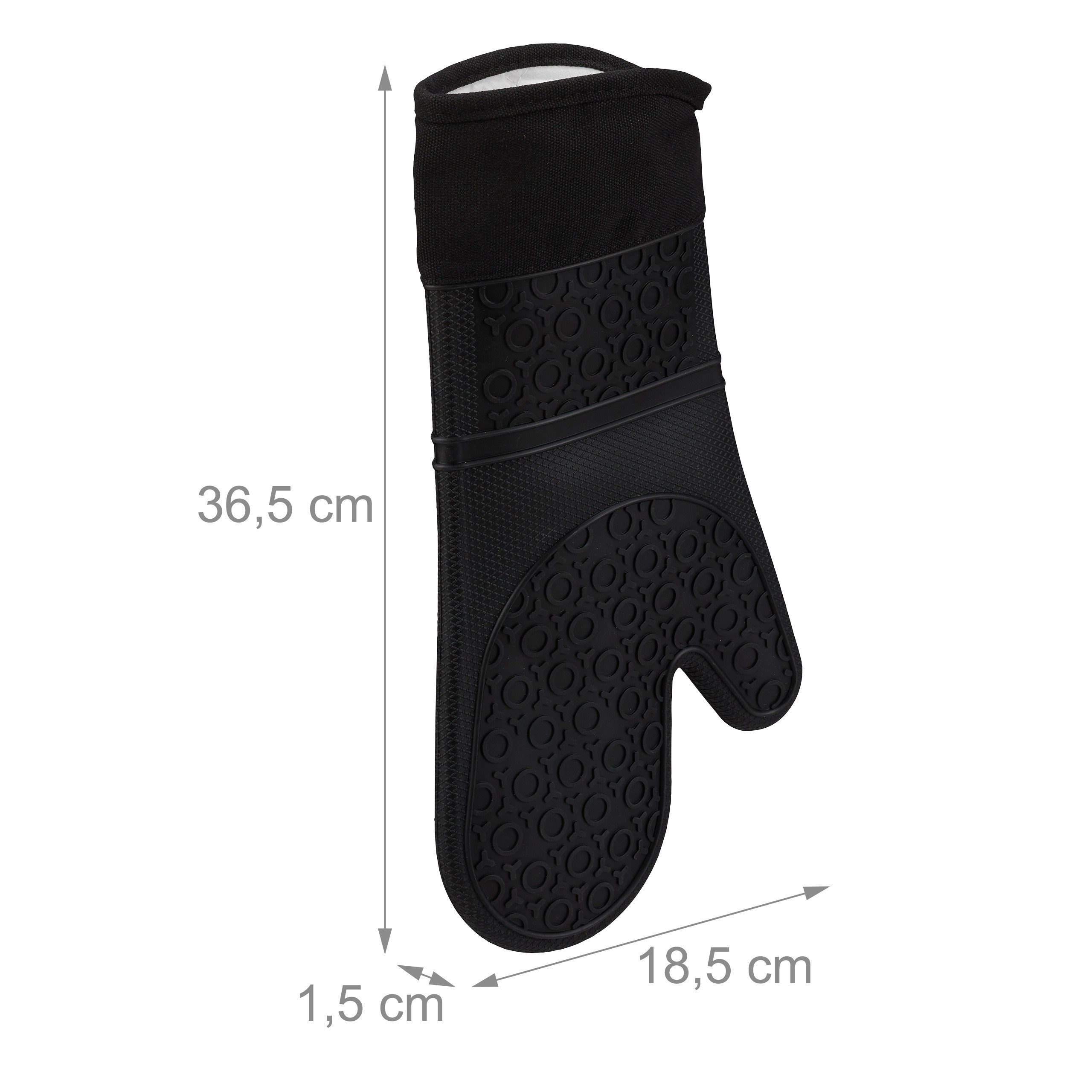 relaxdays Topflappen 1 Paar Ofenhandschuhe Silikon schwarz