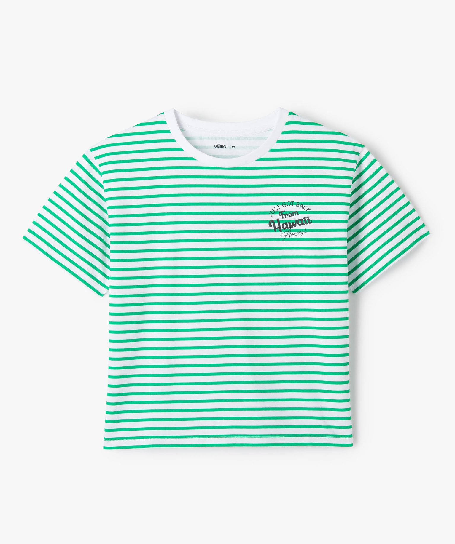 Tee-shirt fille à rayures coupe oversize vert | GEMO