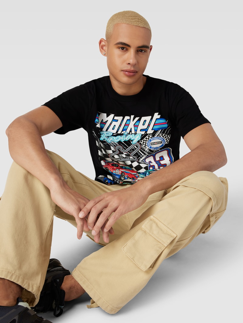 T-Shirt mit Logo-Motiv-Print in schwarz