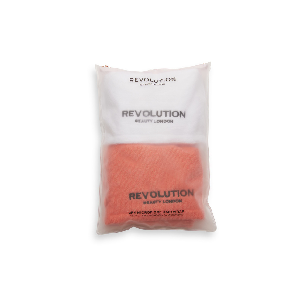 revolution hair Revolution Hair 2pk Microfibre Hair Wrap White/Coral Wrap cheveux