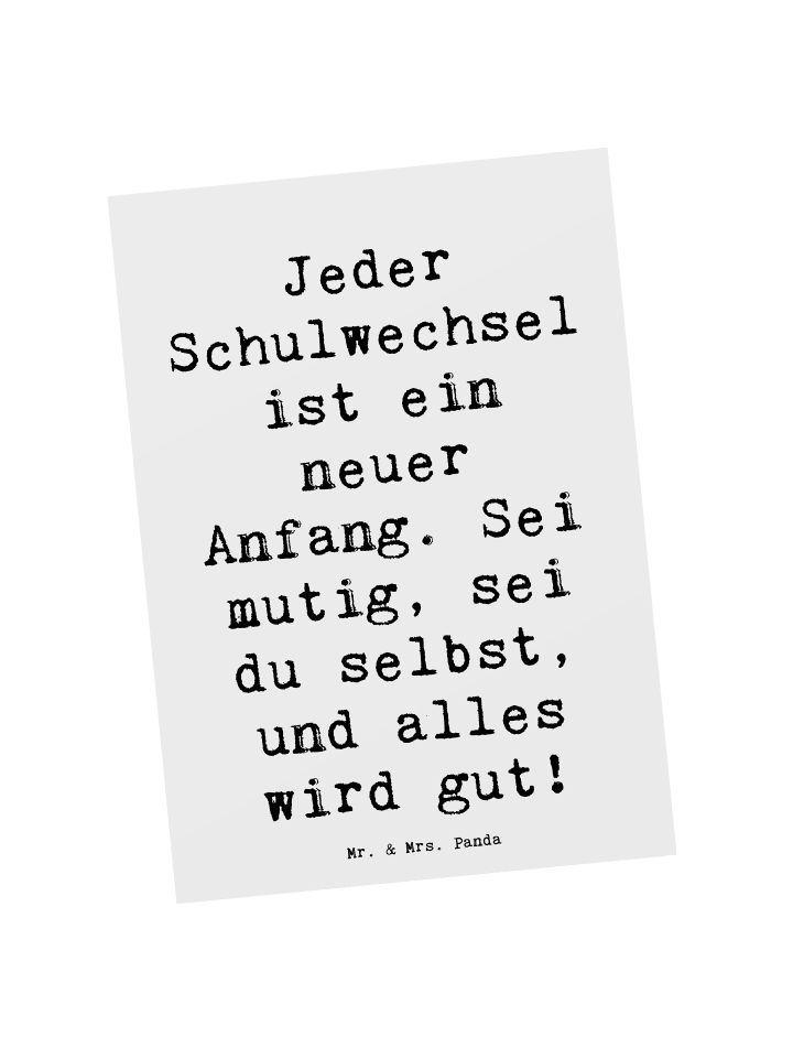 Mr. & Mrs. Panda Postkarte Spruch Einen Schulwechsel bewältigen ... in Weiß günstig kaufen onesize