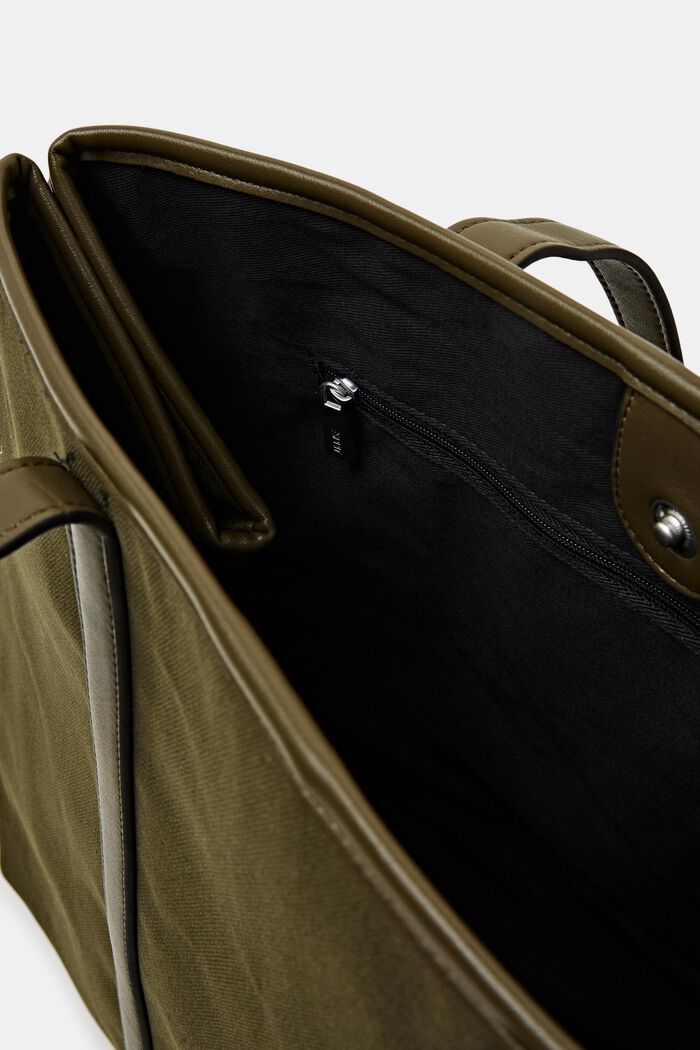 Canvas Tote mit Details in Lederoptik