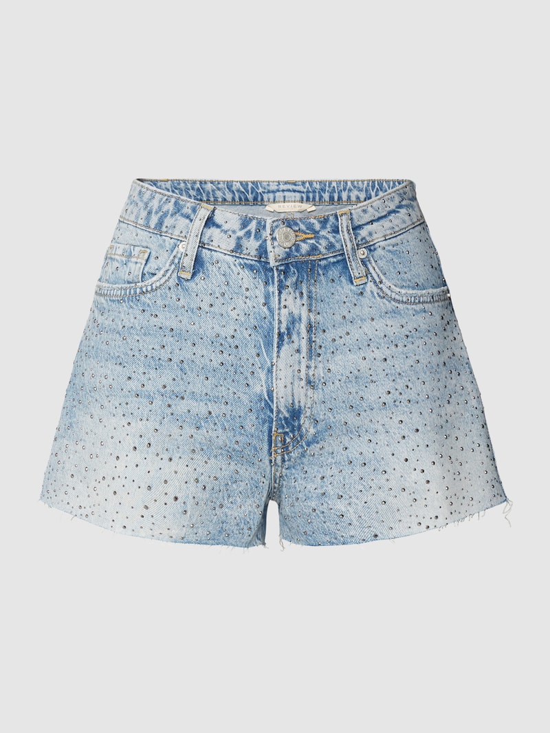 Jeansshorts mit Ziersteinbesatz in bleu