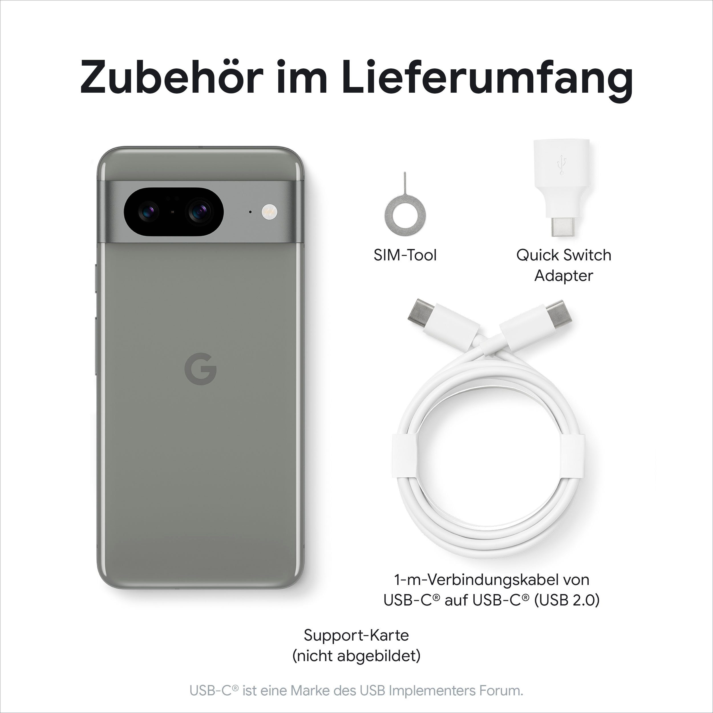 Google Pixel 8, 256GB Smartphone (15,7 cm/6,2 Zoll, 256 GB Speicherplatz, 50 MP Kamera)