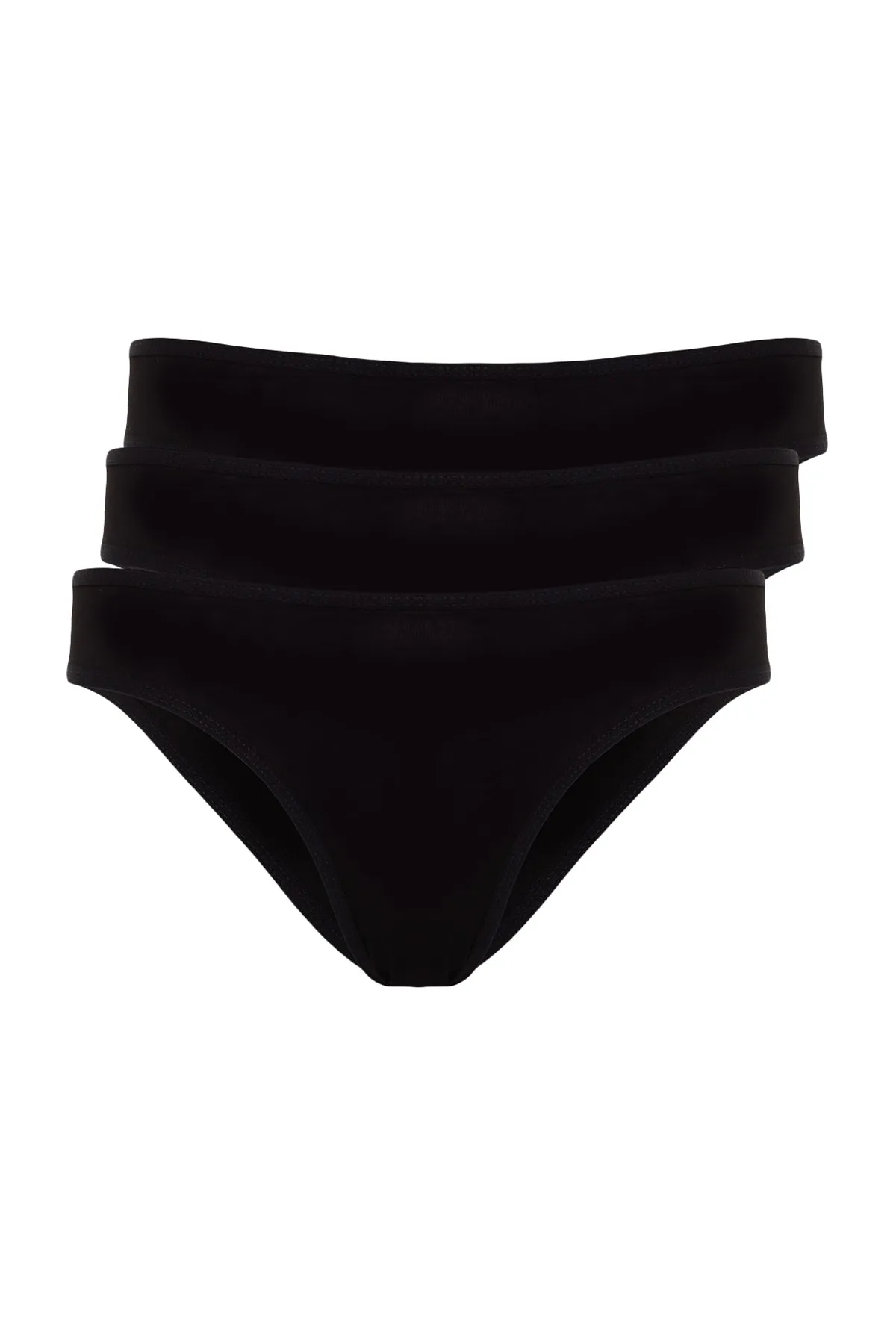 Trendyol Collection  Schwarze brasilianische Strickhöschen aus Baumwolle im 3er-Pack THMAW24KU00010