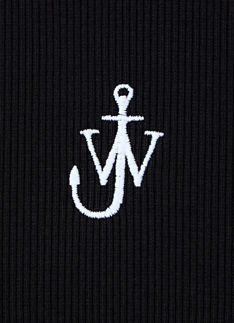 JW Anderson Rebrovaný pletený top z organickej bavlny s výšivkou loga