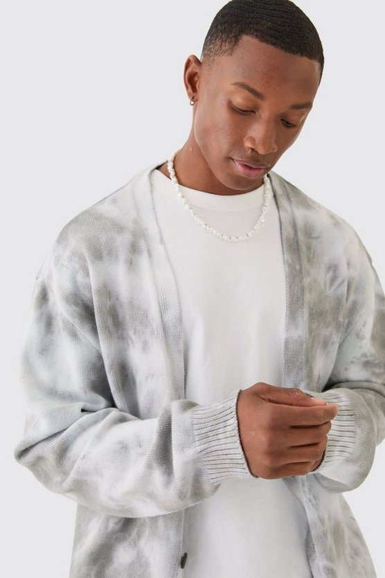 Gewaschener Oversize Cardigan in Stone