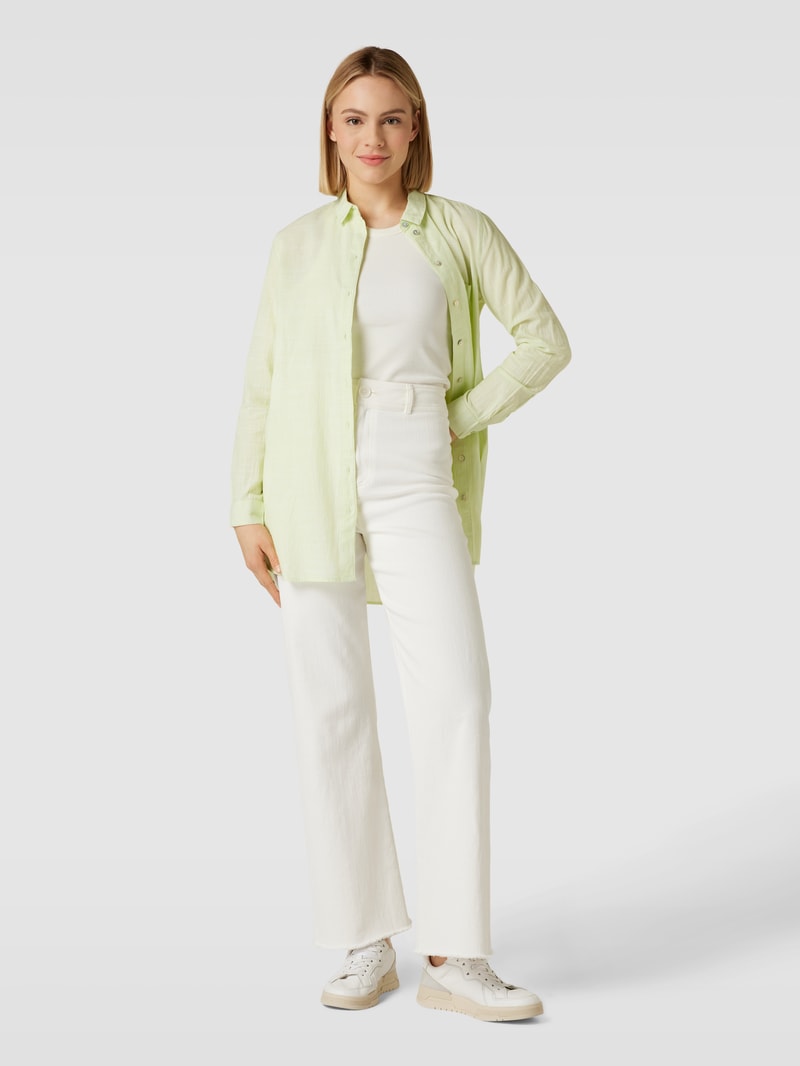 Longbluse mit Kentkragen in neon grün