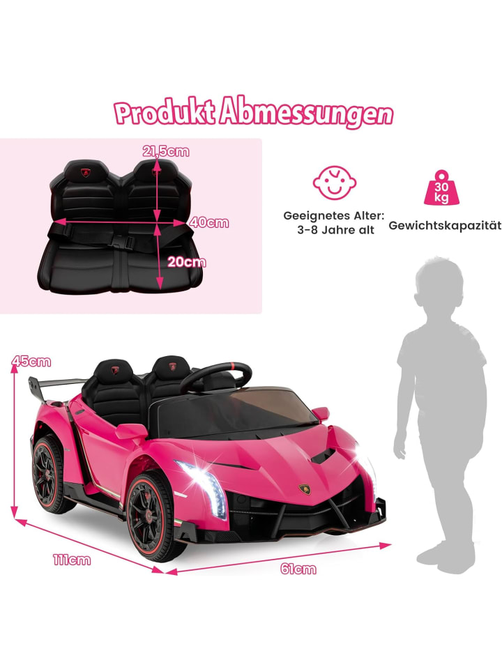 COSTWAY 12V Lamborghini Elektroauto in Rosa günstig kaufen onesize