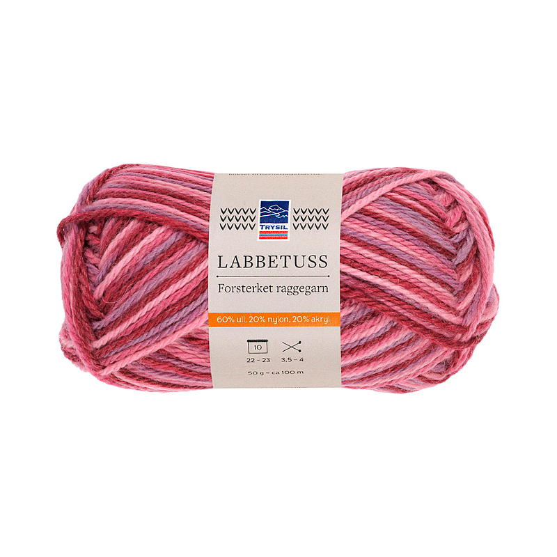 Trysil Labbetuss garn ullmiks 60% ull, rosa mix