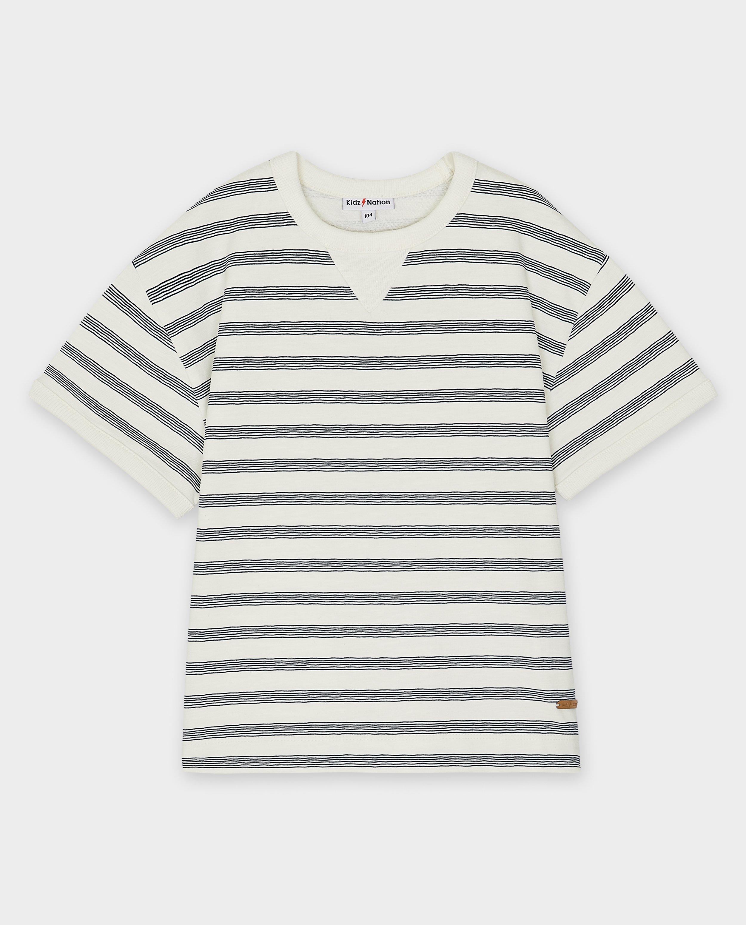 Pulover cu dungi Kidz Nation, 2-7 ani, alb