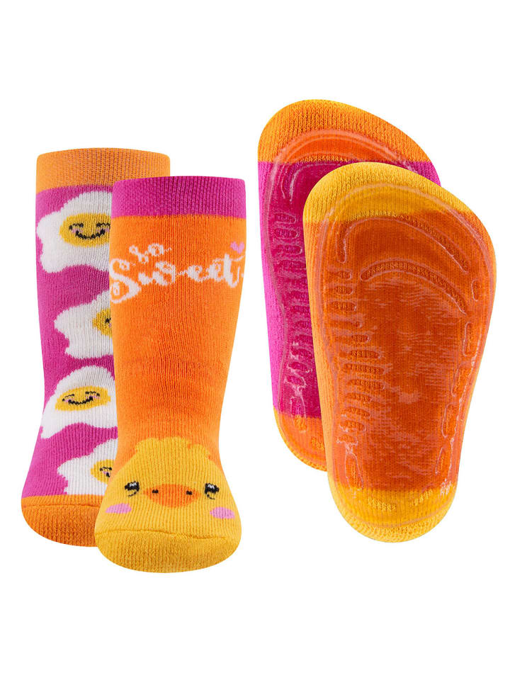ewers 2er-Set Stoppersocken ABS 2er Pack Küken/Spiegeleier in mandarine-pink günstig kaufen