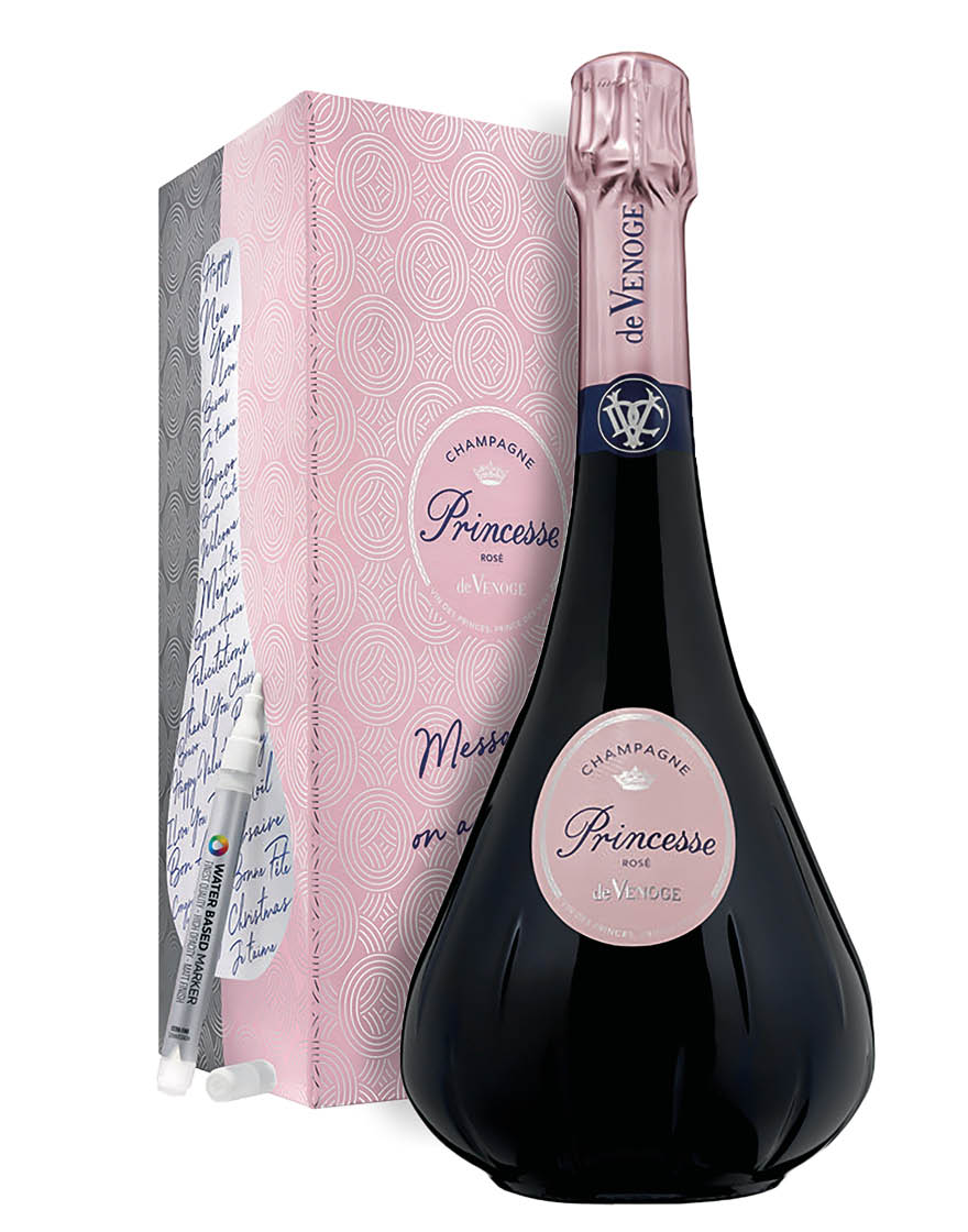 Champagne AOC Rosé Brut Princesse Message in a Bottle De Venoge 0,75 ℓ, En Étui