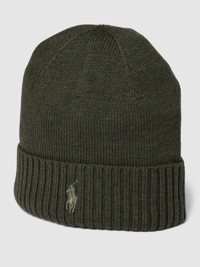 Beanie mit Label-Stitching in olivgrün