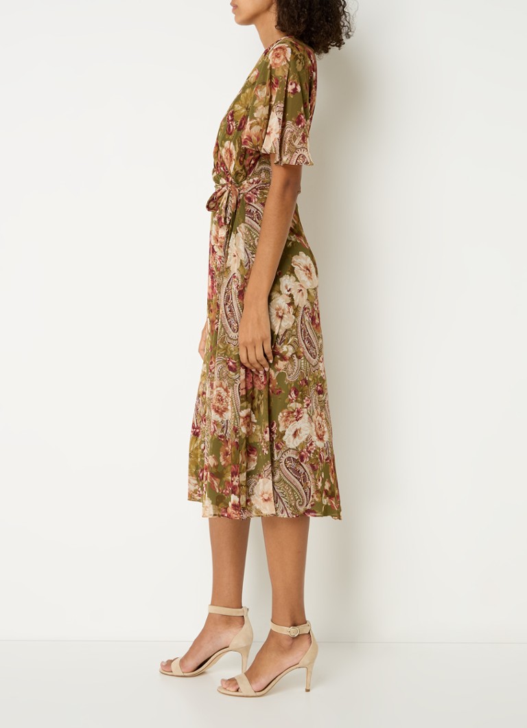 Vestido túnica midi con estampado paisley de Ralph Lauren y cinturón.