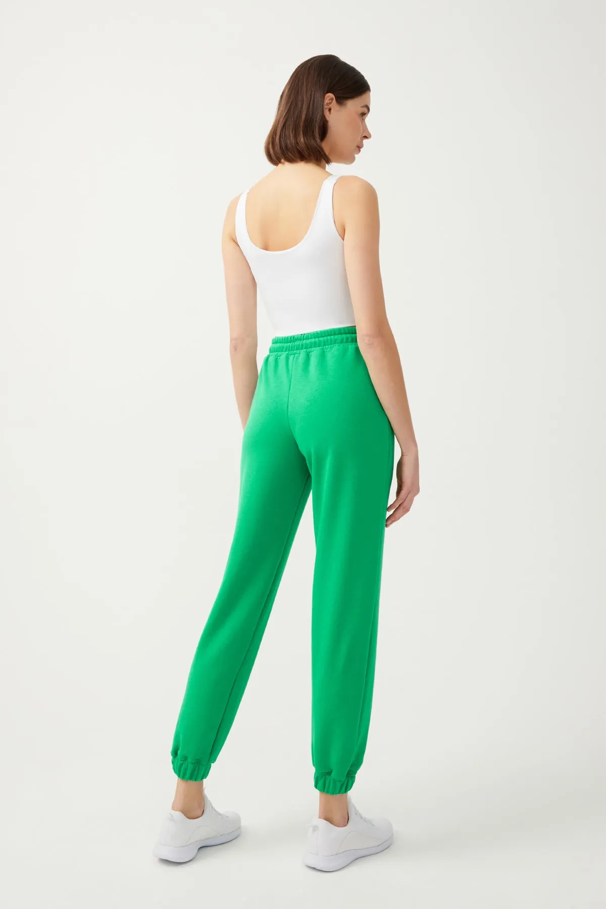 LOS OJOS  Grüne Damen-Jogginghose mit elastischem Bein und Kordelzug