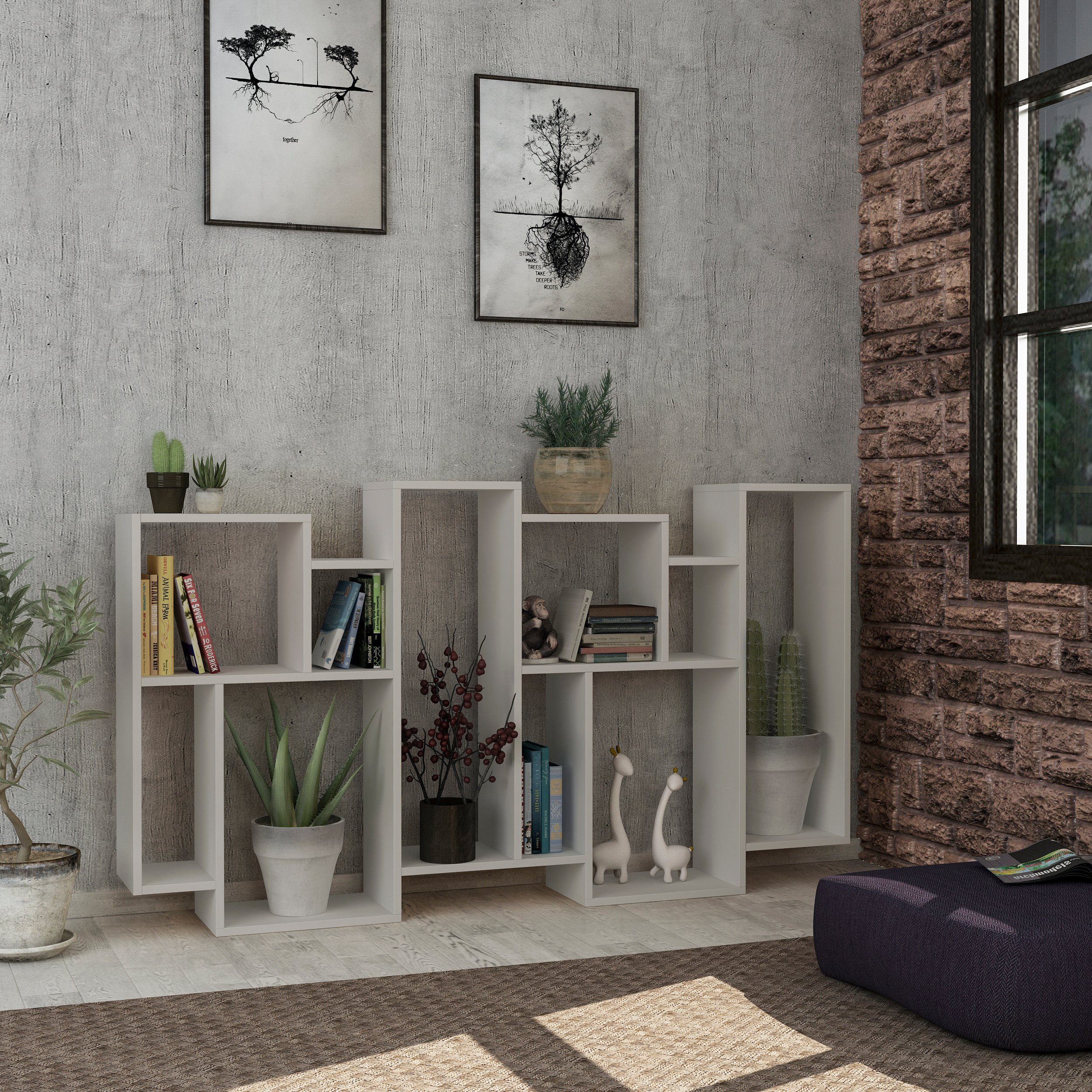 Decortie Bücherregal Karmato, Modernes Bücherregal Display Unit, 96 x 25,5 x 168,5 cm