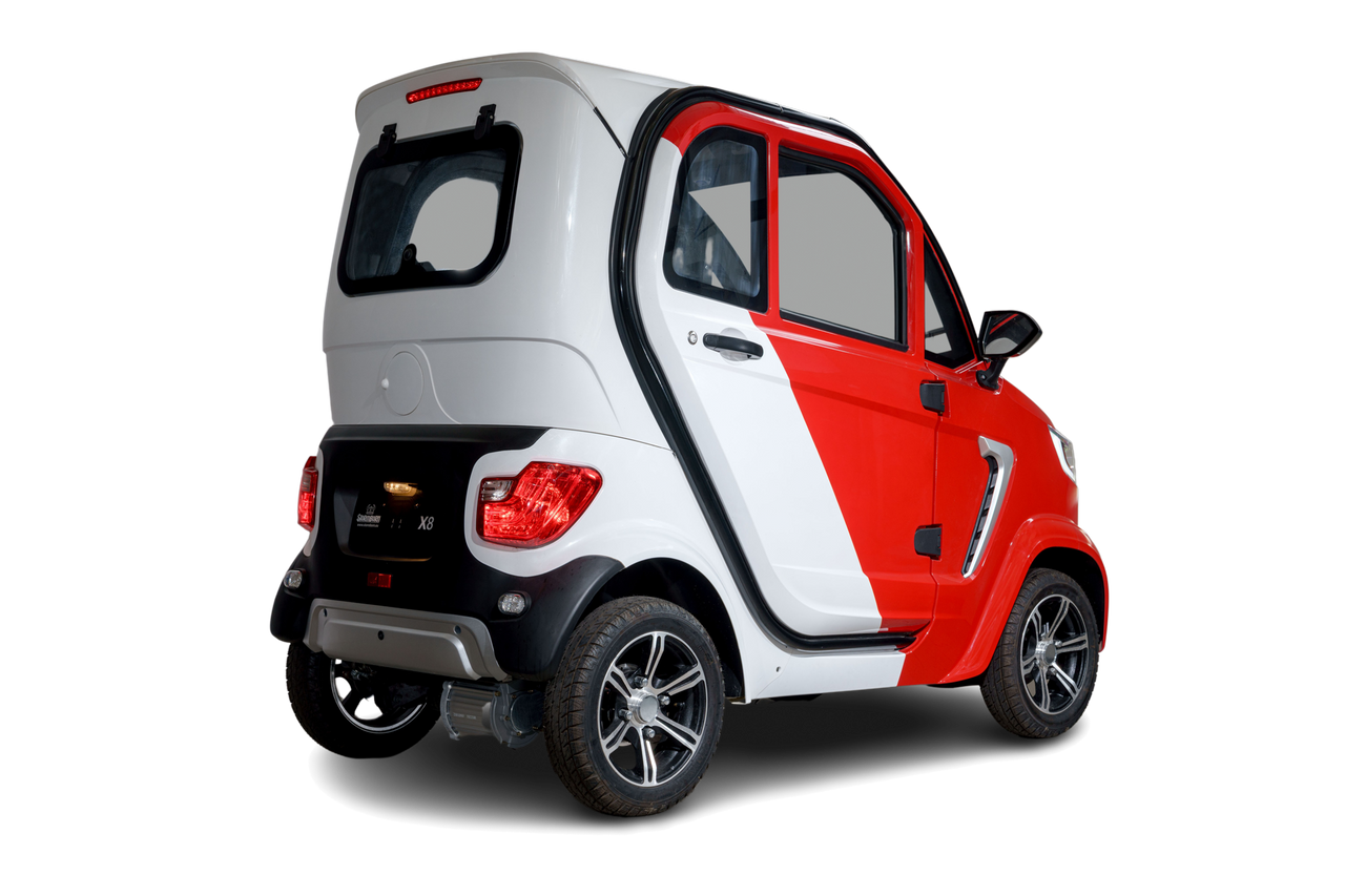 Stormborn X8 – 2 kW, Blei-Gel-Akku, 45 oder 25 km/h rot-weiß - Elektrokabinenroller