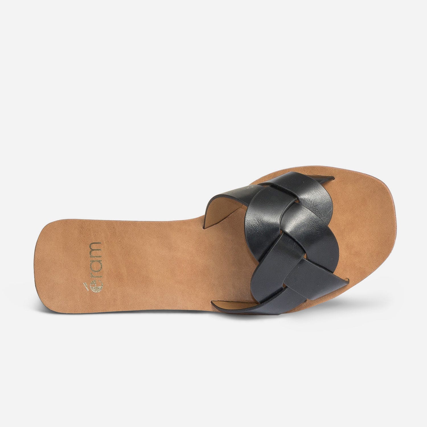 Mule noire à bride tressée