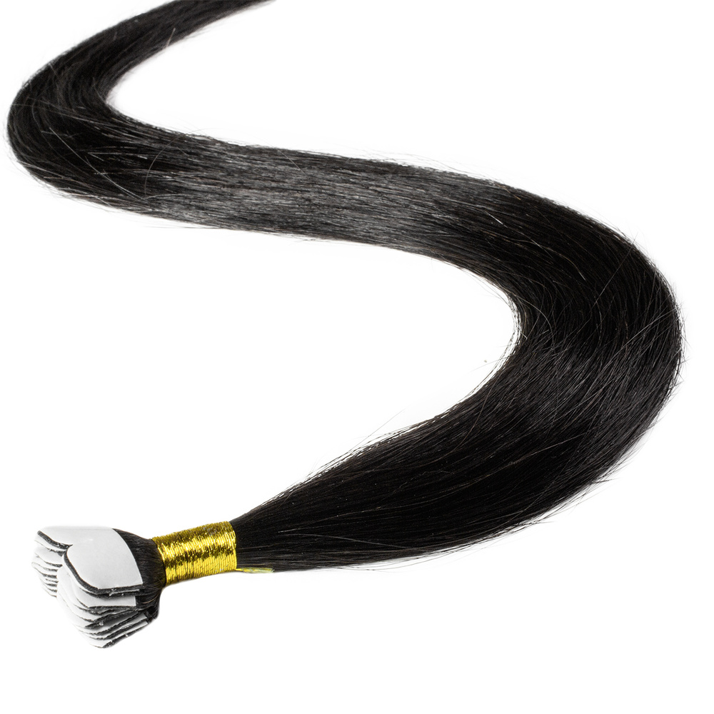 hair2heart Extensions adhesives Mini Tape Premium cheveux naturels #1b Noir naturel extensions