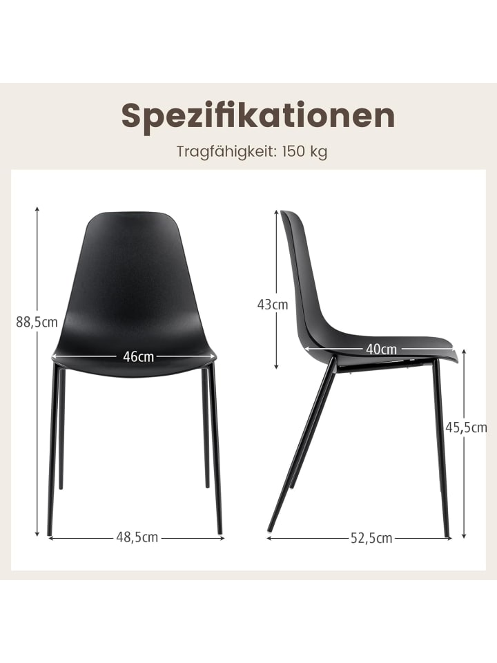 COSTWAY Esszimmerstühle 4er Set in Schwarz günstig kaufen onesize