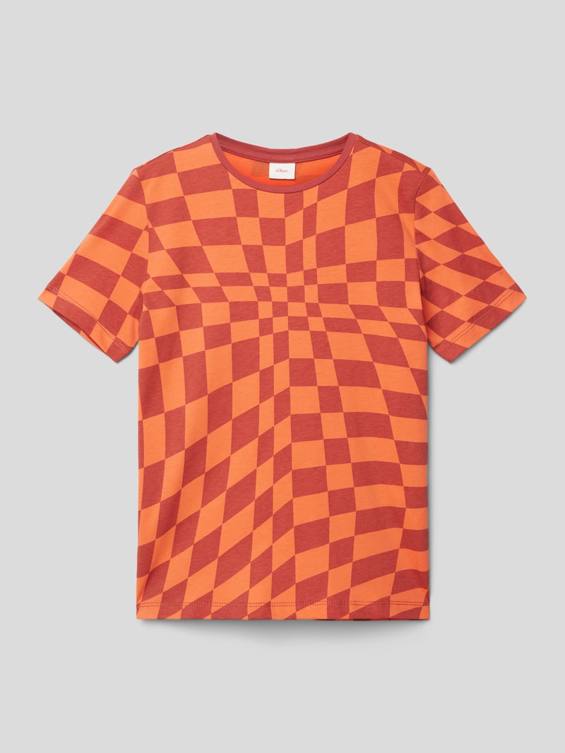 T-Shirt mit Allover-Muster in orange