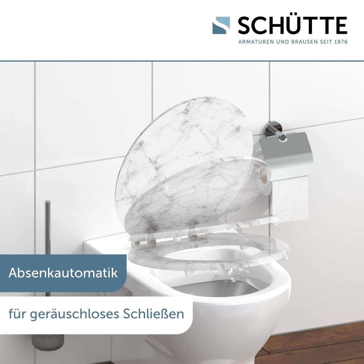 Schütte MDF WC Sitz MARMOR STONE Toilettendeckel mit Absenkautomatik, Holzkern