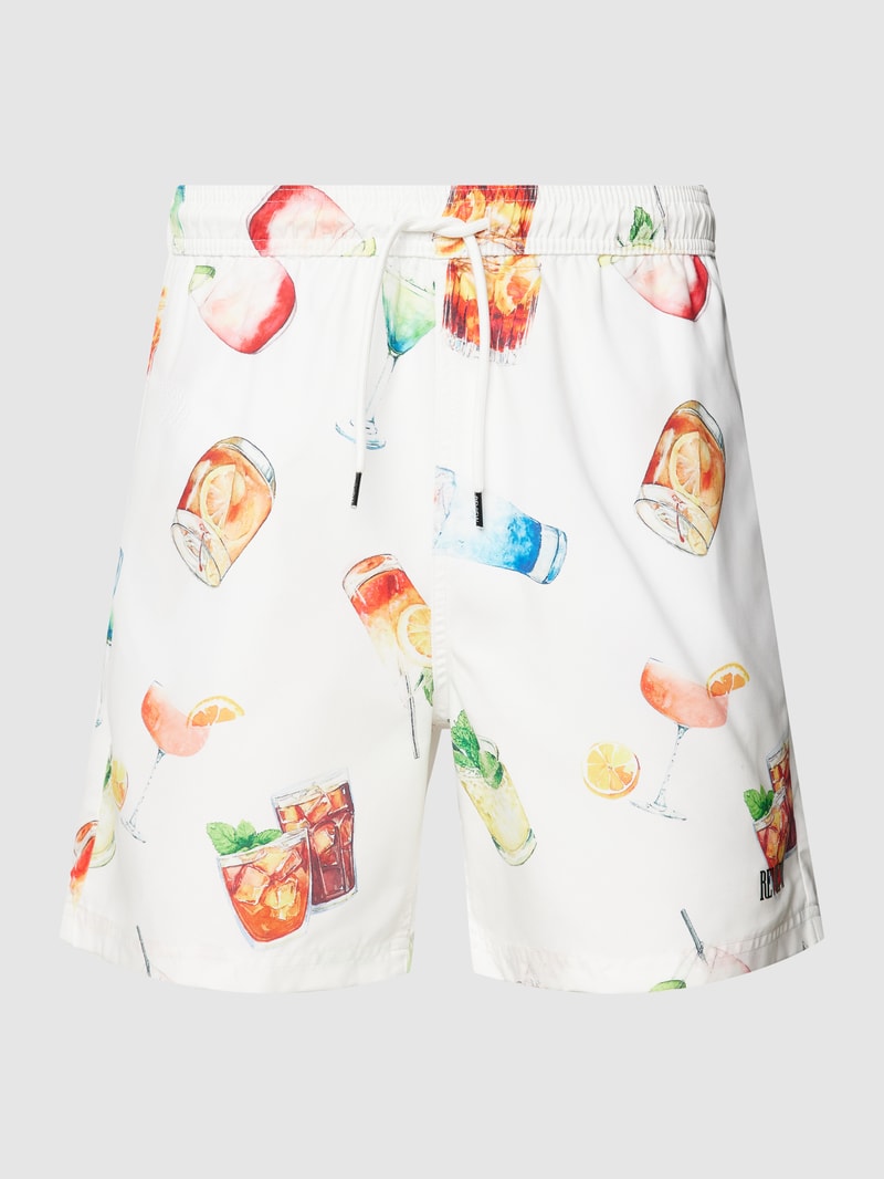 Badeshorts mit Allover-Muster in weiß