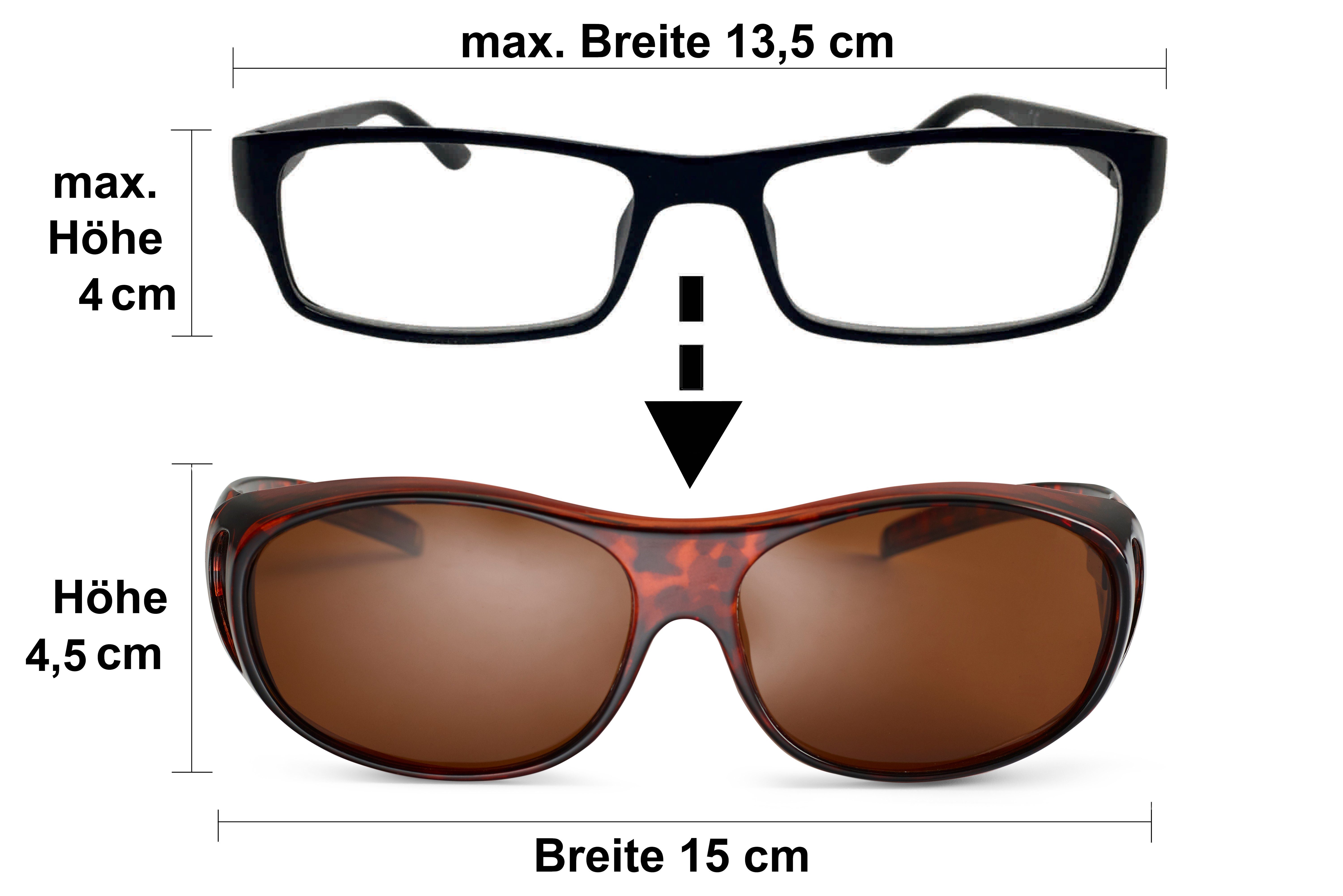 FALINGO Sonnenbrille Sonnenüberbrille Überzieh Sonnenbrille Überbrille Überziehbrille FLEXI EDITION polarisiert UV 400