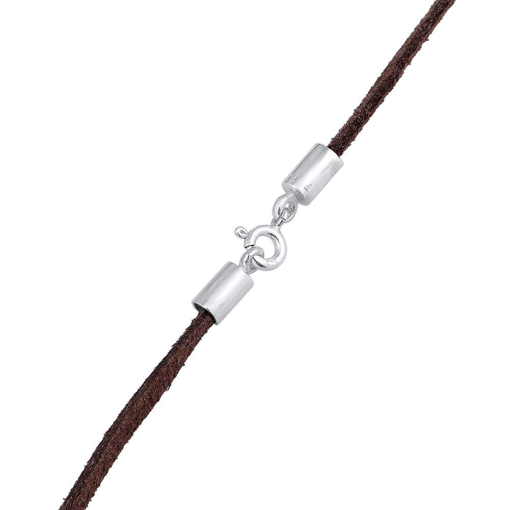 Elli Elli Collier Femmes choker basique en similicuir brun en argent sterling 925 collier