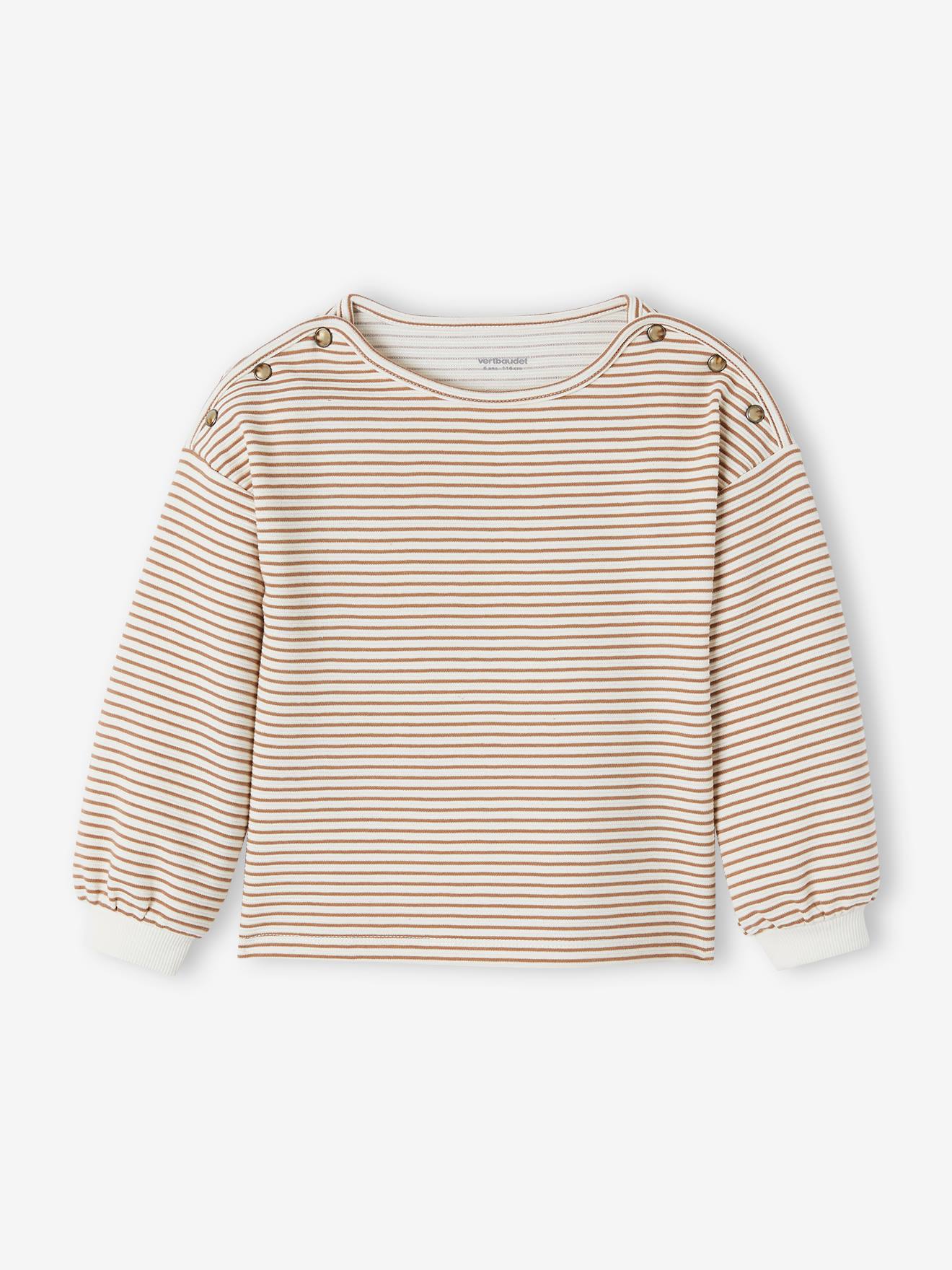 T-shirt rayé encolure bateau fille blanc rayé