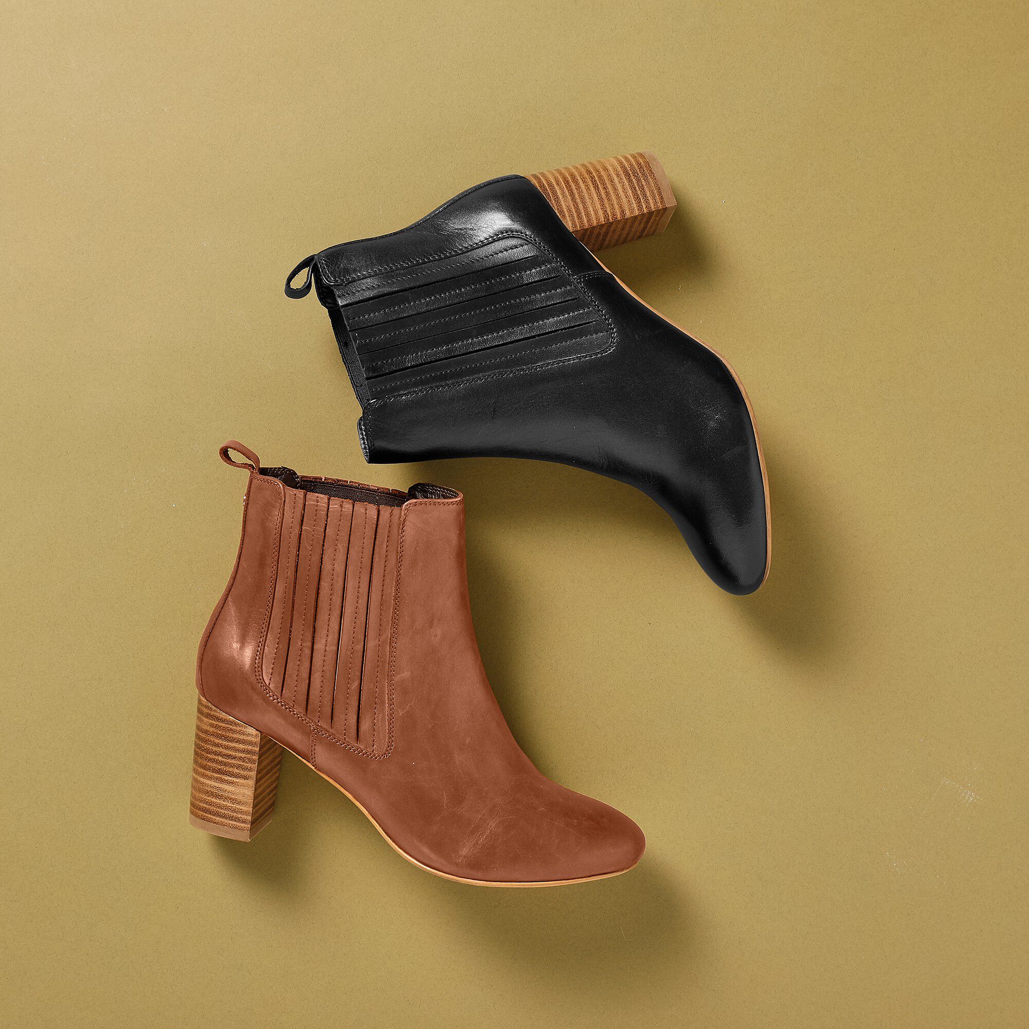 Boots à talon en cuir