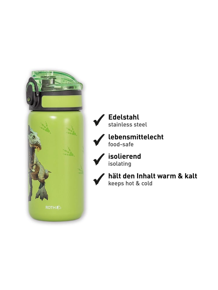 ROTH Kinder-Trinkflasche Tyrannosaurus, Edelstahl 350 ml in Grün günstig kaufen onesize