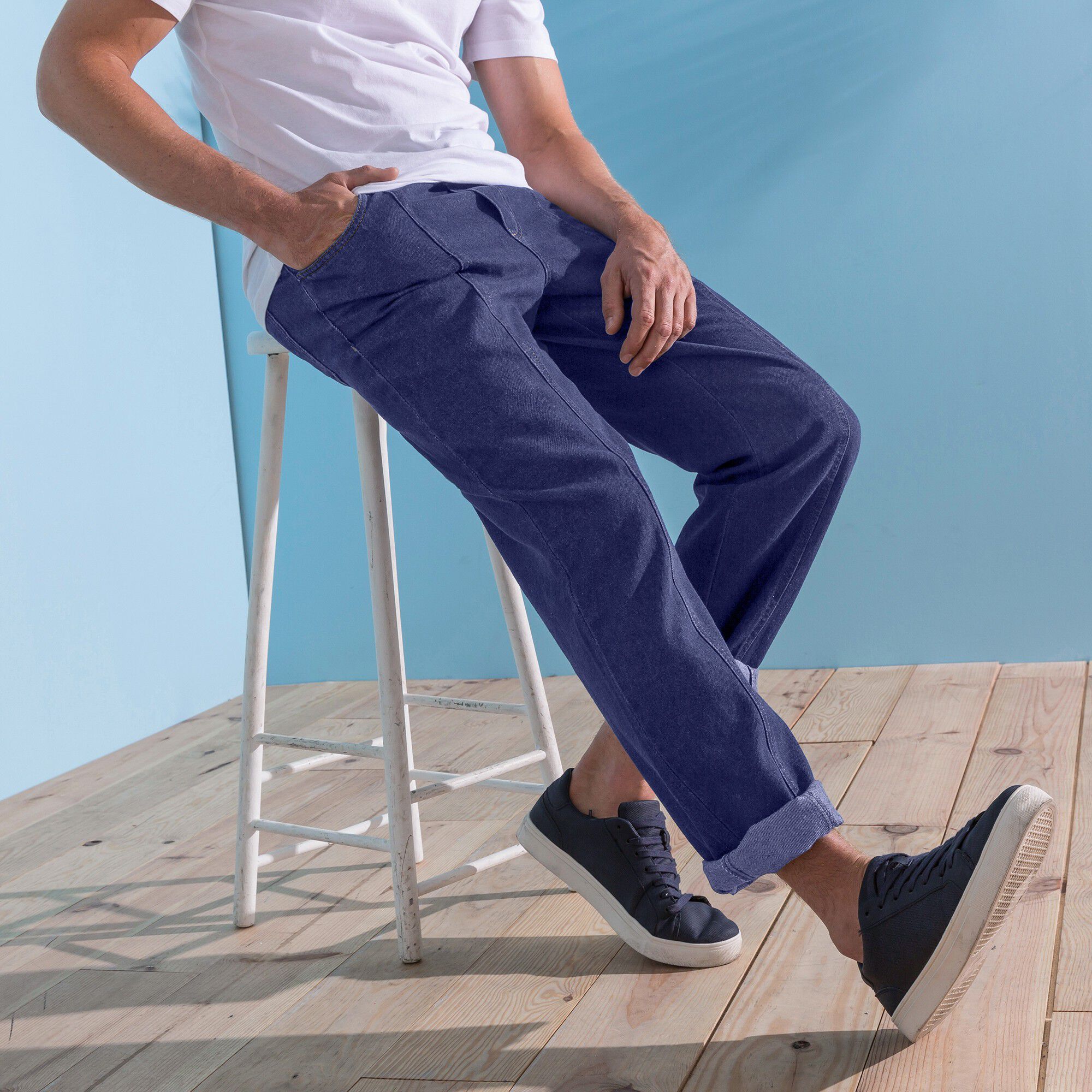 Jean denim léger taille élastiquée