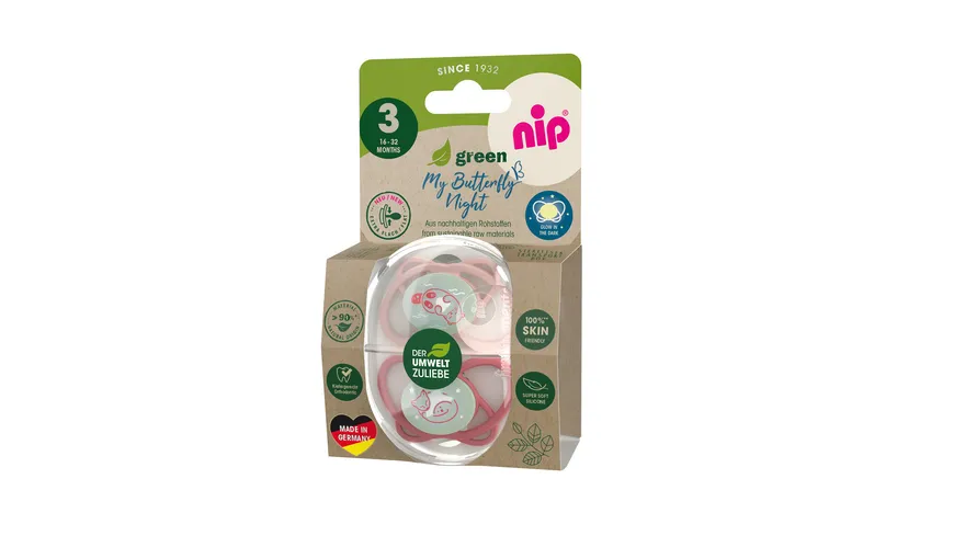 nip®Schnuller My Butterfly Night Green Silikon Größe 3 (16-32 Monate)