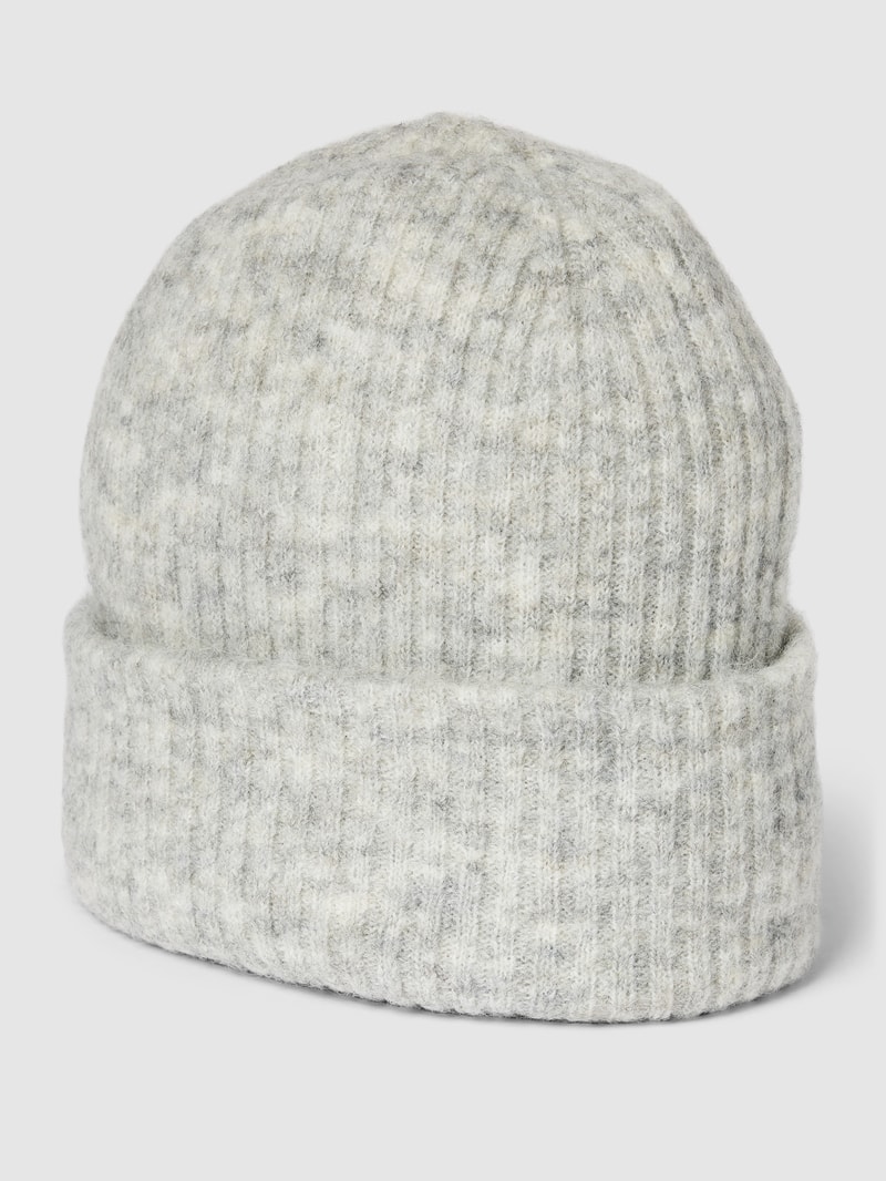 Beanie mit Strukturmuster Modell 'MALINE' in hellgrau meliert