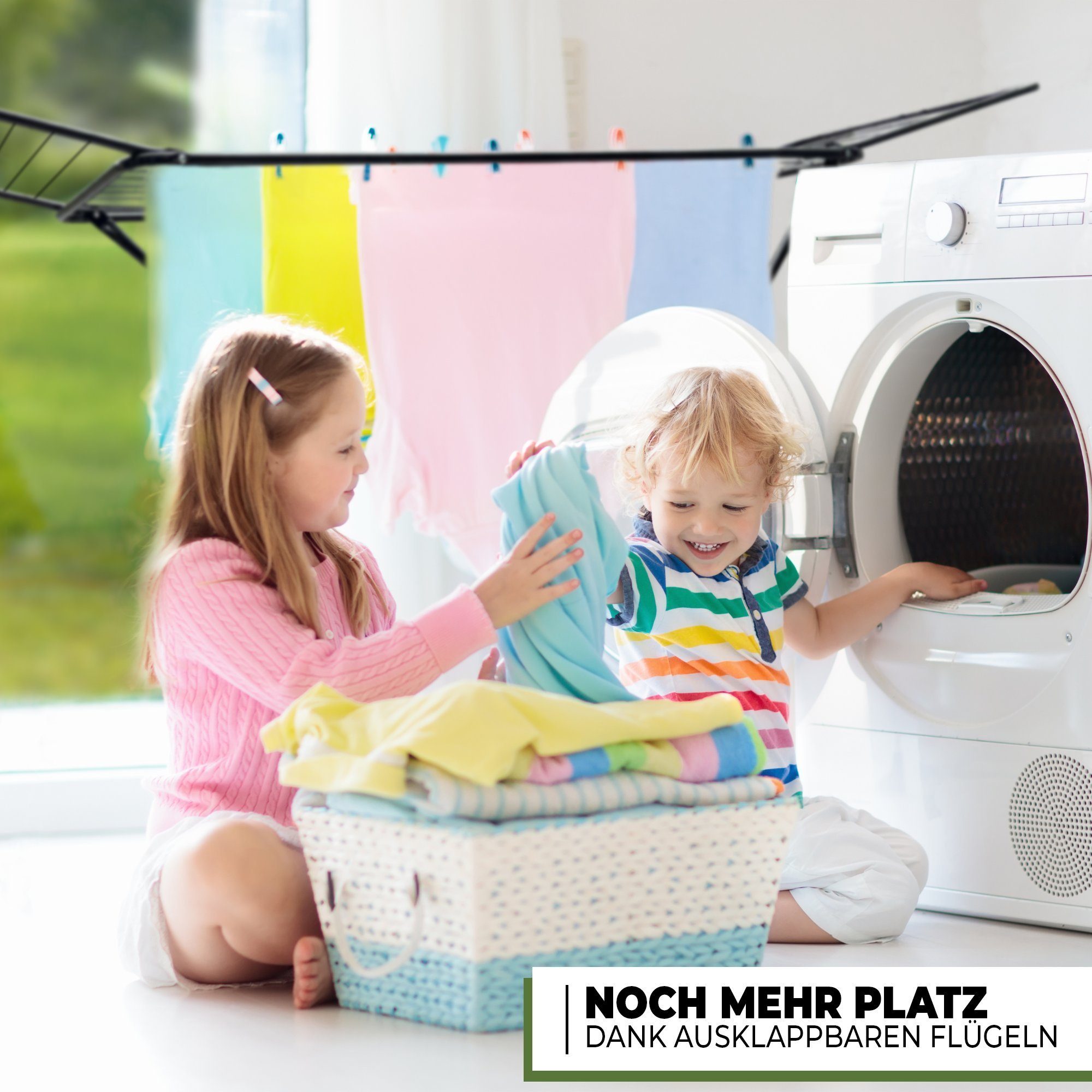 STAHLMANN COMMERCE GmbH Wäscheständer extra stabiler Wäschetrockner, ausziehbarer Flügelwäscheständer, klappbarer 18m Wäscheständer